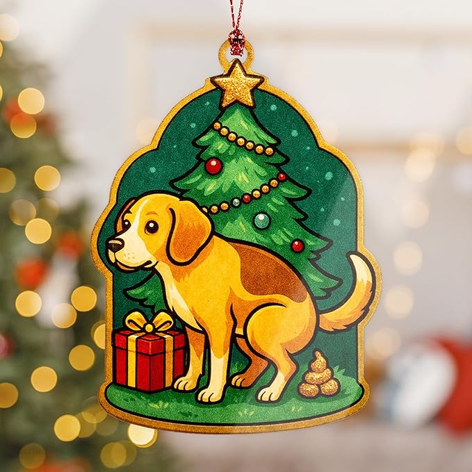 Funny Christmas Ornaments, Funny Gag Gifts, White Elephant Ornament, Raunchy, Hilarious, Unique Ornaments, Suncatcher Effect Window Hanging, Beaglegag Car Hanging