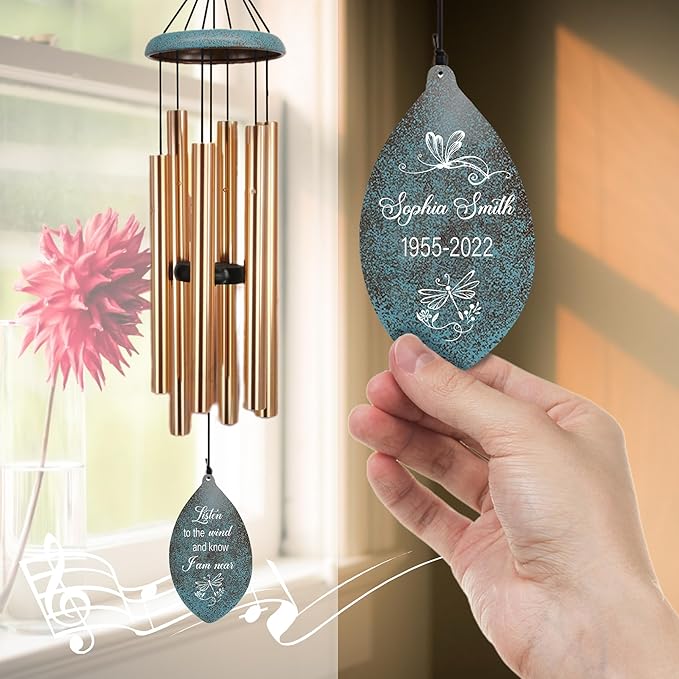 ASTARIN Personalized Name 35" Memorial Wind Chimes for Outside, Metal Sympathy Gifts for Loss of Mother Father Loved One, Bereavement Wind Chime in Memory Gift, Decor Outdoor Garden Patio