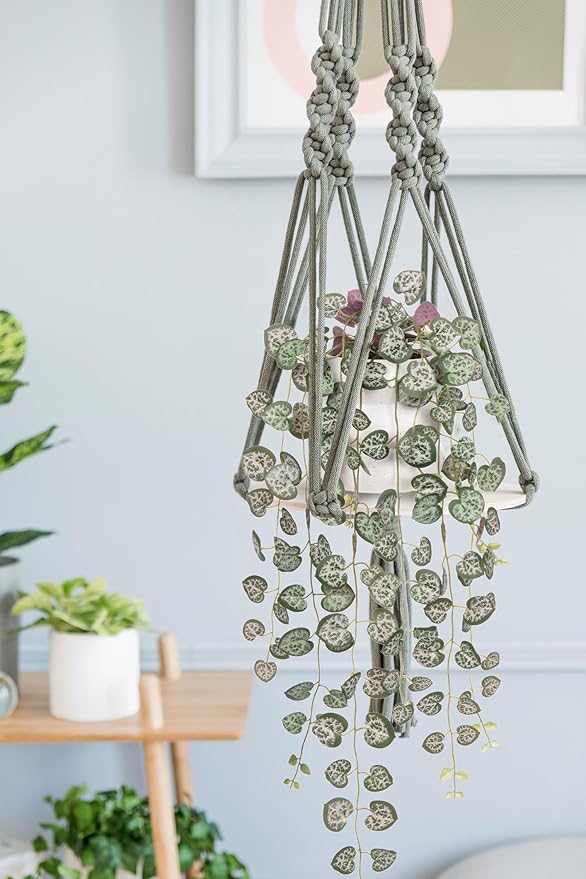 Briful Artificial Plants Indoor Fake Hanging Plants with Bubble Pot Faux Potted Greenery Silk Draping Small Plants for Home Office Shelf Bathroom Decor(Green, 1 Pack)