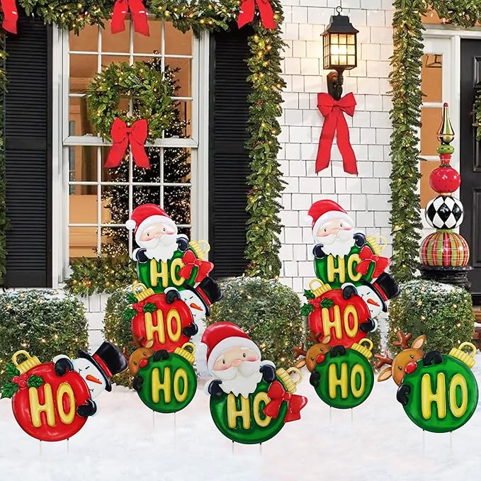 Christmas Outdoor Decoration, Courtyard Garden Wooden Stake Outdoor Decoration, Courtyard Gift Christmas Element Colorful Ball Fun Stacking Wooden Stake, Lawn