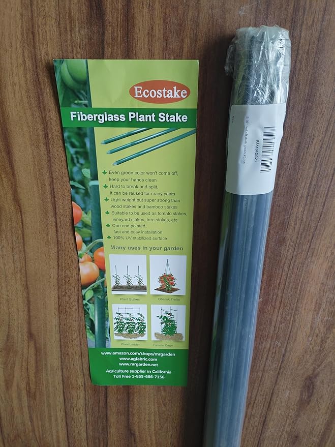 48inch Plant Stakes 20pack, 5/16 Inch Dia Garden Stakes, Garden Poles Tree Stake Cucumber Potato Stake Fence Stake Never Rust, 4ft Long