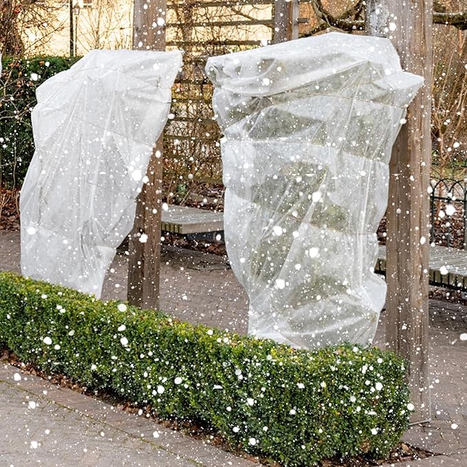 ANPHSIN 2 Pcs Extra Large Winter Plant Cover Freeze Protection - 71" x 83" Plastic Plant Frost Bags with Drawstring, Waterproof Plant Shelter Coverings for Outdoors Garden Shrubs Palm Fruit Trees