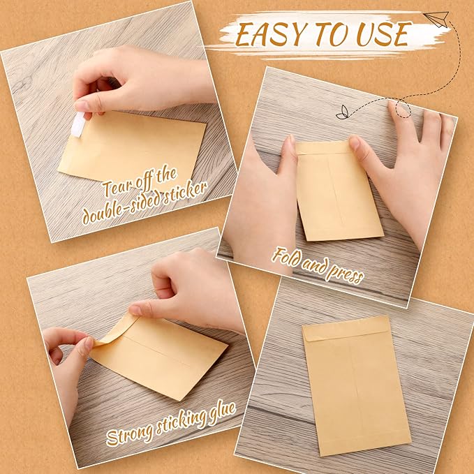 Zubebe 150 Pieces Seed Saving Envelopes Packets Resealable Self Adhesive Paper Envelopes for Flower Vegetable Seeds Storage 3.15 x 4.72 Inch (Brown)