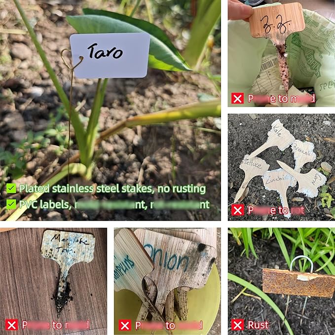 Garden Markers & Plant Labels Kit, All-in-One with 20 Golden 12 Inch Metal Stakes & 40 Waterproof Reusable Tags, Ties and Marker for Outdoor and Indoor Potted Plants