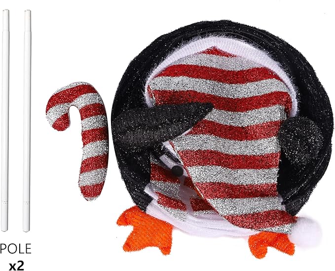 Juegoal Lighted Christmas Penguin Decorations, 2.5FT / 30Inch Outdoor Collapsible Black Penguin with Built-in Lights, Pre-Lit Pop Up Xmas Red Hat Penguin, Light Up for Holiday New Year Winter Decor