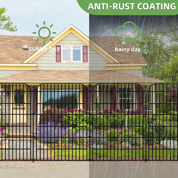 Decorative Garden Fence, 5 Panels 40 in(H) X 11.8 ft(L) Rustproof Metal Wire No Dig Dog Fence Outdoor for Yard, Temporary Tall Garden Fence Animal Barrier Decor for Yard & Patio