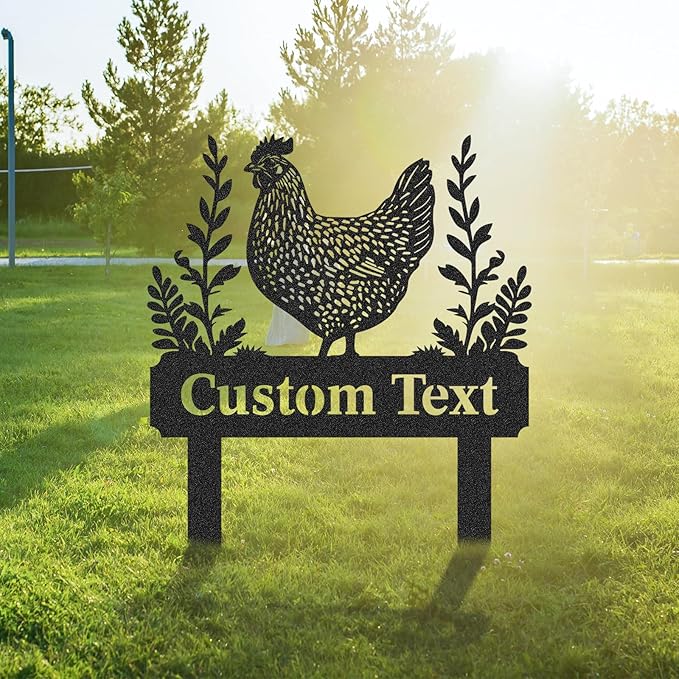 Personalized Metal Chicken Coop Sign, Custom Name Chicken Coop Signs for Outside, Decorative Garden Stakes, Metal Yard Art, Backyard Farmhouse Decor, Chicken Gifts for Women Man Color09