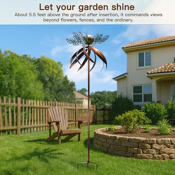 Wind Spinners for Yard and Garden, Wind Spinners Outdoor Large Metal, 77 inch Kinetic Wind Spinner & Wind Sculptures, Windmill Decor