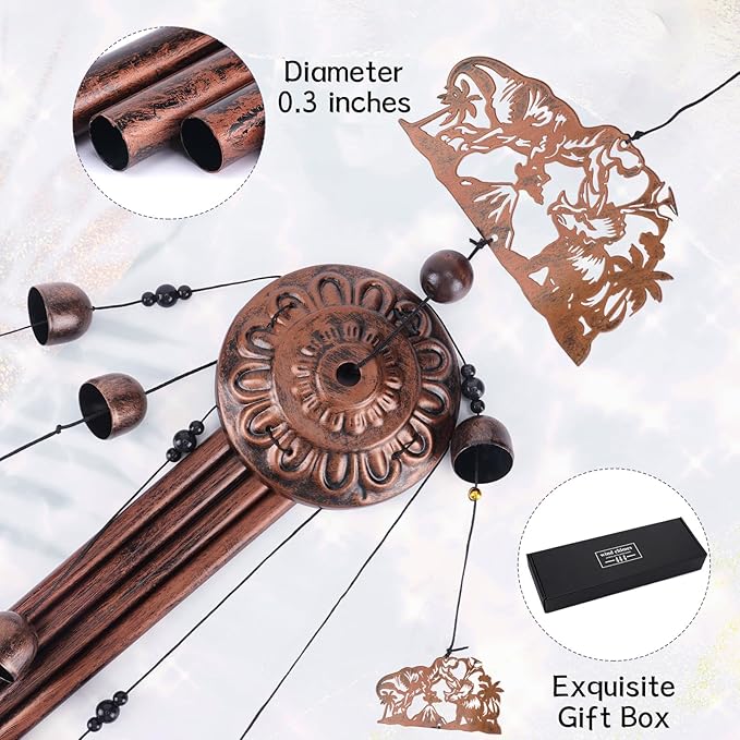 Dinosaur Wind Chimes Gift, Dinosaur Gifts Metal Windchimes for Outside, Unique Memorial Sympathy Gift for Women Men Festival Birthday Outdoors Indoors Patio Garden Yard Decor Home Porch