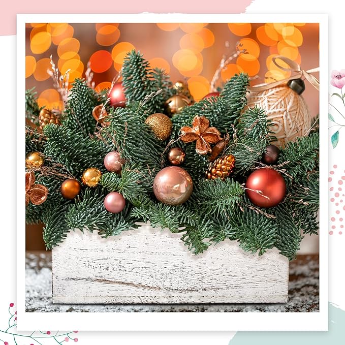Dandat 2 Set Wood Boxes for Centerpieces 12x4 Inch Rectangle Wooden Planter Box Rustic Wooden Planters with Removable Plastic Liner Floral Foam Blocks for Christmas Wedding Home Garden Decor