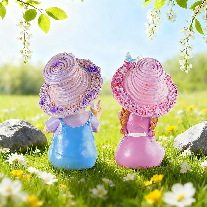 Lavender Outdoor Garden Resin Couple Statues (Boy & Girl with Cloth Legs), Suitable for Patio, Garden & Courtyard Decor, Indoor Love-Themed Ornament, Ideal Gift for Parents & Friends