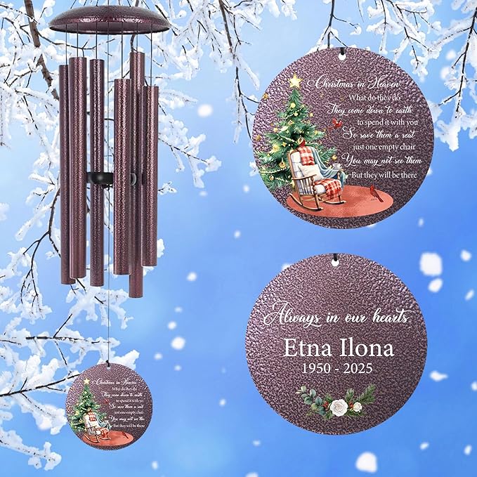 ASTARIN Deep Tone Wind Chimes for Loss of Mother, Personalized Wind Chimes Sympathy Gifts for Memorial Condolence, in Loving Memory of Loved One Windchimes Customized, 30/36/45inch