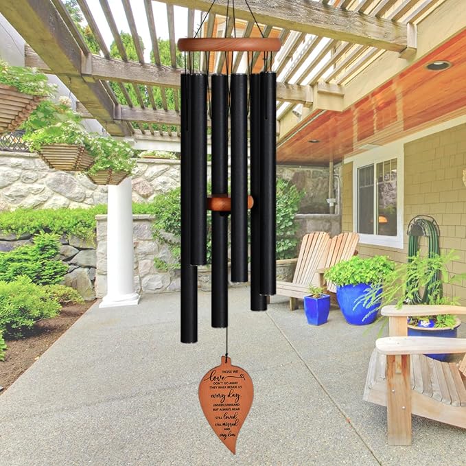 Memorial Wind Chimes w/Leaf Pendant, Sympathy Gifts for Loss of Loved One, Bereavement Gift Condolence Funeral Gifts for Loss of Mother Father
