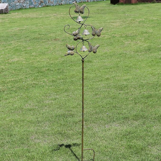 Butterflies Garden Stakes with Bells - Decorative Outdoor Yard Art, Decorative Garden Stakes for Outside Garden, Patio, Flower Bed, Pathway.
