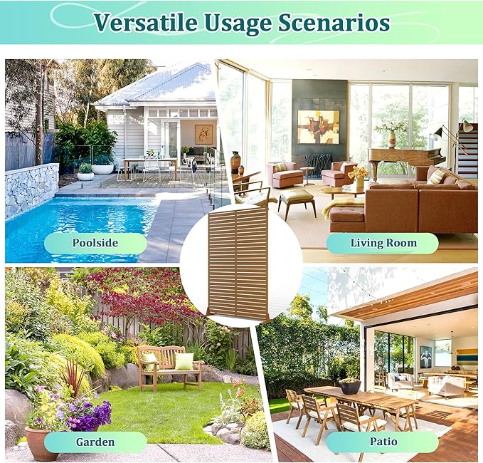 Metal Privacy Screen Outdoor Privacy Screen, Freestanding Fence Panel for Outside, 72''HĂ47''W, Decorative Screen Panel for Backyard/Patio/Deck