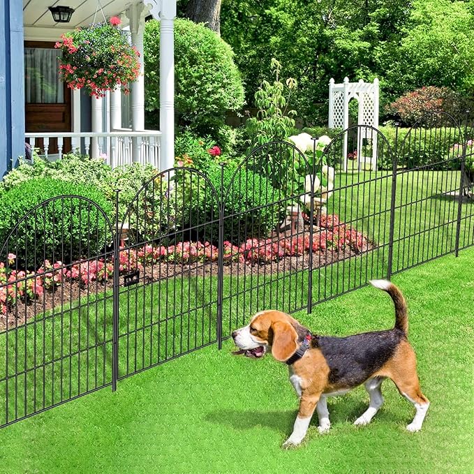 ADAVIN Garden Fence Animal Barrier with Gate 32 in(H)×35 Ft(L) 16 Panels,Rustproof Metal Wire Tall Fencing Border for Dogs Rabbits,Outdoor no dig pet Fences,Black Flower Edging for Yard,Arched