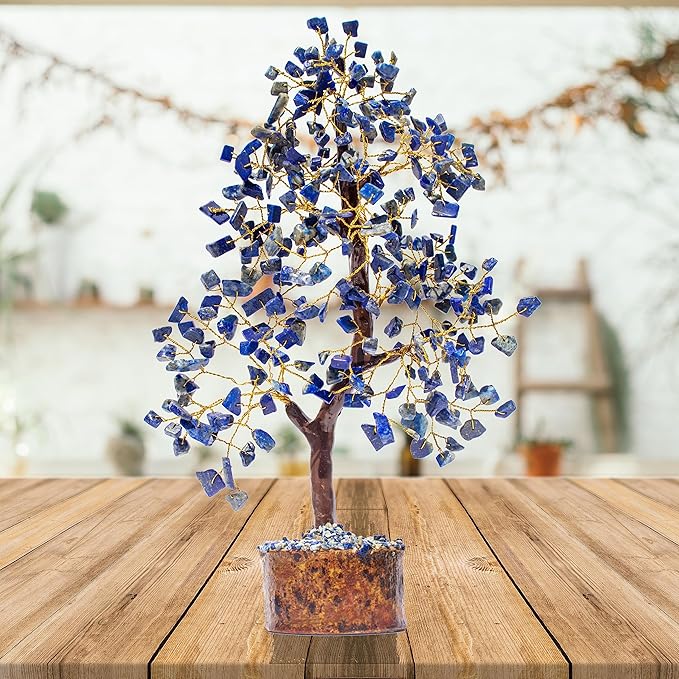 Lapis Lazuli Crystal Tree for Wisdom & Truth Décor for Home and Office | Handmade Bonsai for Communication & Clarity of Thought | Perfect Insight Gift for Loved Ones