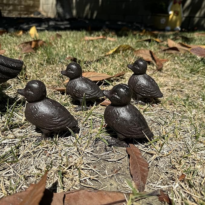 Rust Brown Cast Iron Duck Figurine (3.6" Tall) - Single Piece Vintage Style Decorative Ornament for Home, Garden, Shelf Decor HC6905
