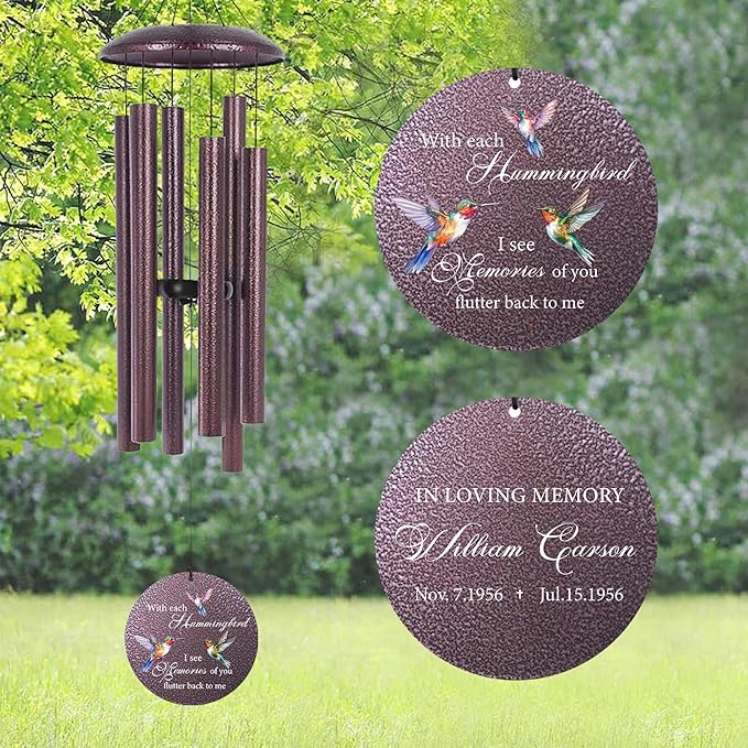 ASTARIN Personalized Memorial Wind Chime for Loss of Loved One 30/36/42 inch, Sympathy Deep Tone Wind Chimes for Mom Dad/Mother Father, Remembrance Gifts for Grief Condolence Funeral, Bereavement 46