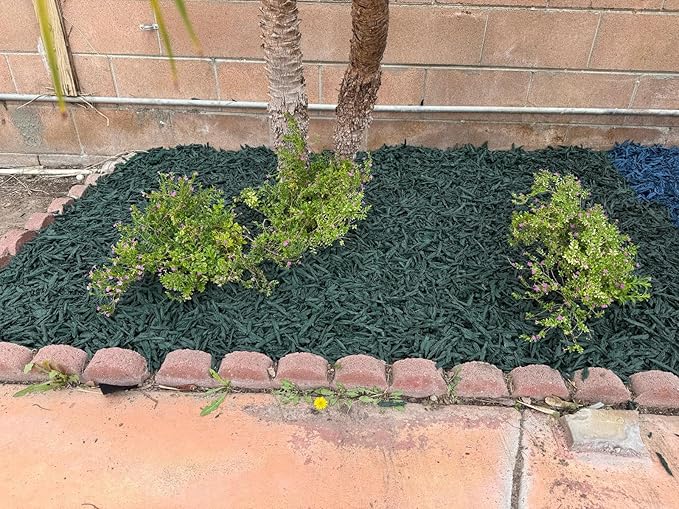 100% Wire-Free Shredded Rubber Mulch – Green – 10 lb (0.6 cu ft) – Long-Lasting, Low Maintenance, Safe for Kids & Pets – Ideal for Landscaping & Playgrounds