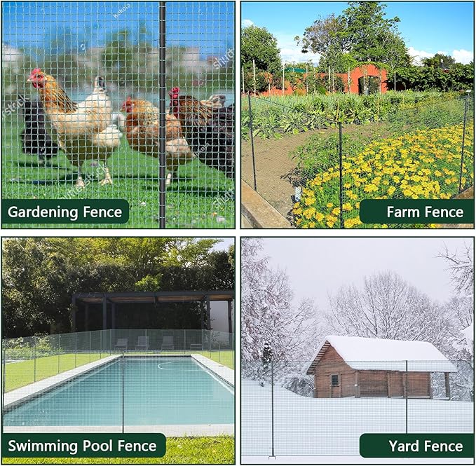 SUNYRISY Garden Mesh Fence Temporary Safety Fencing, 40in x 164ft Snow Fence with Steel Stakes, Reusable Nylon Animal Barrier Fencing Netting for Construction Backyard Dogs Poultry Deer
