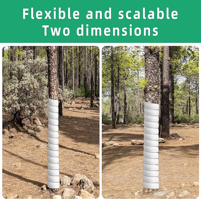 Watayo 4 Pcs Tree Trunk Protector- 2 Size Tree Wraps to Protect Bark- Plastic Spiral Tree Guard- Tree Bark Protector Tube Wraps to Protect Saplings Plants from Deer Rabbit Cats Rodents Mowers