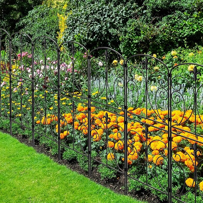 Decorative Garden Fence 15 Pack, 37.5in(H) x 16ft(L) Animal Barrier Fence, Rustproof Metal Fencing for Yard, Dog Rabbits Wire Section Garden Edging Border for Yard Patio Garden, Arched