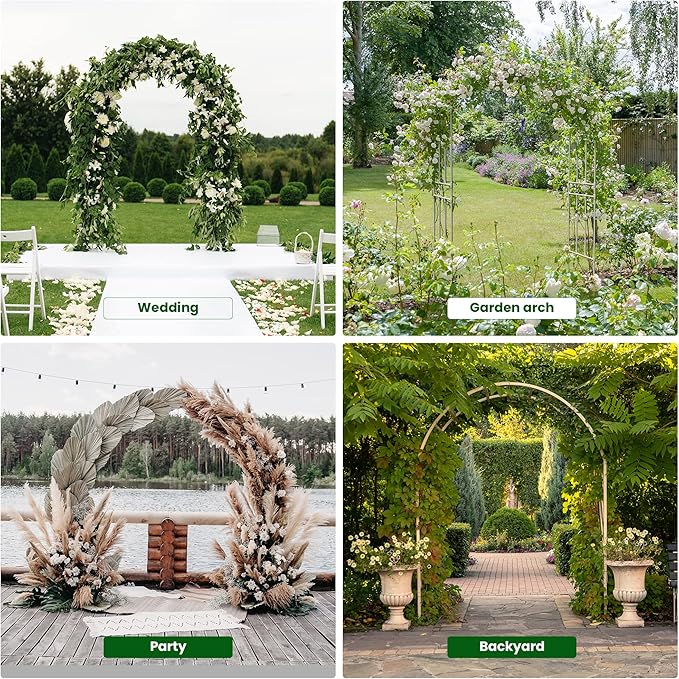 Olle Garden Arbor 95" High 59" Wide Easy to Assemble Wedding Arches for Ceremony Lightweight Garden Trellis Arch Garden Arch Trellis for Climbing Plants, Black