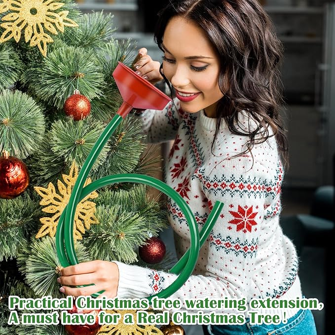 1 Set Christmas Tree Watering System, Large 5.5" Dia Christmas Tree Watering Funnel with 5feet Long Hose Xmastree Watering Device Easy Assembly Plant Watering Tool for Indoor Outdoor Xmas Tree