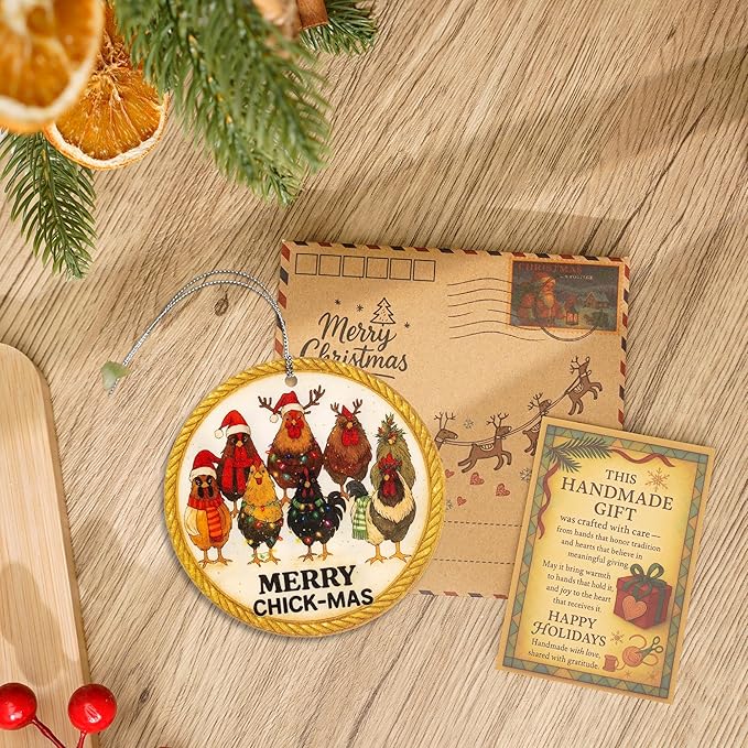 Funny Christmas chicken ornaments for christmas tree 2025 - chicken ornament - chicken christmas ornaments - rooster christmas ornaments - christmas chicken decor - Vintage Christmas ornament