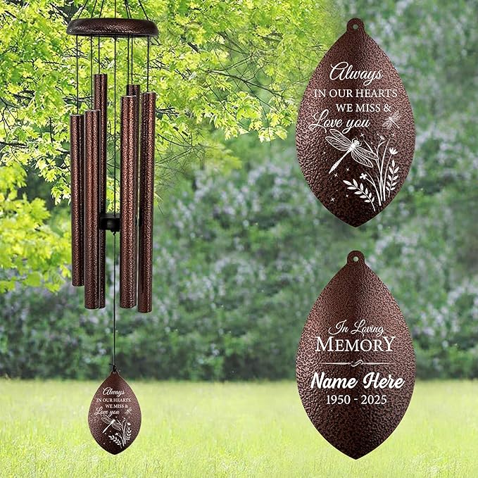 ASTARIN Personalized Sympathy Wind Chime, Deep Tone Wind Chimes for Outside, Sympathy Gifts for Loss of Mom, Bereavement Gifts for Funeral/Condolences/Memorial