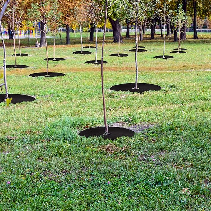 Pack 12 Non-Woven Tree Mulch Ring, 20.47 Inch Weed Barrier mat,Degradable Tree Mulch Used to inhibit Weed Growth and Landscape Weed Control Plant Root Protection