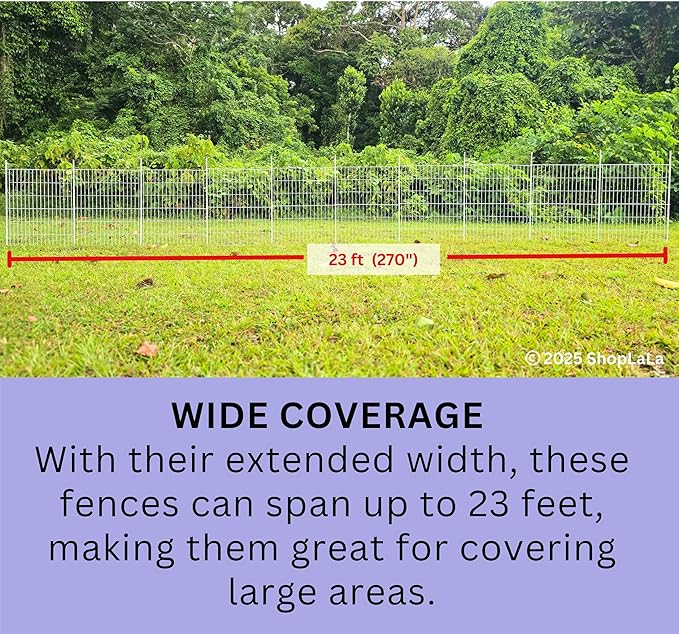 ShopLaLa Decorative Garden Fence (6 Panels) 28in(L) x 32in(H) Animal Barrier Fencing Rustproof White Metal Wire Flower Bed Edging for Yard Landscape, Small Dog Border No Dig Gates Fences Decor D-YC32
