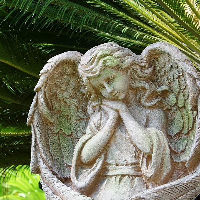 Alpine Corporation 19" Tall Old World Guardian Angel Outdoor Garden Statue