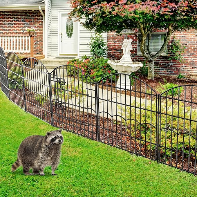 Decorative Garden Fence 6 Panels 12ft (L)×24in (H) No Dig Animal Barrier Fencing with 5 Panels + 1 Gate, Metal Garden Fences Rustproof Wire Border Temporary Dog Fence for Patio Outdoor Yard Lawn