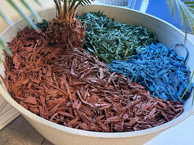 100% Wire-Free Shredded Rubber Mulch – Brown/Red/Green – 10 lb (0.6 cu ft) – Long-Lasting, Low Maintenance, Safe for Kids & Pets – Ideal for Landscaping & Playgrounds (Black/Green/RED, 10Lb)