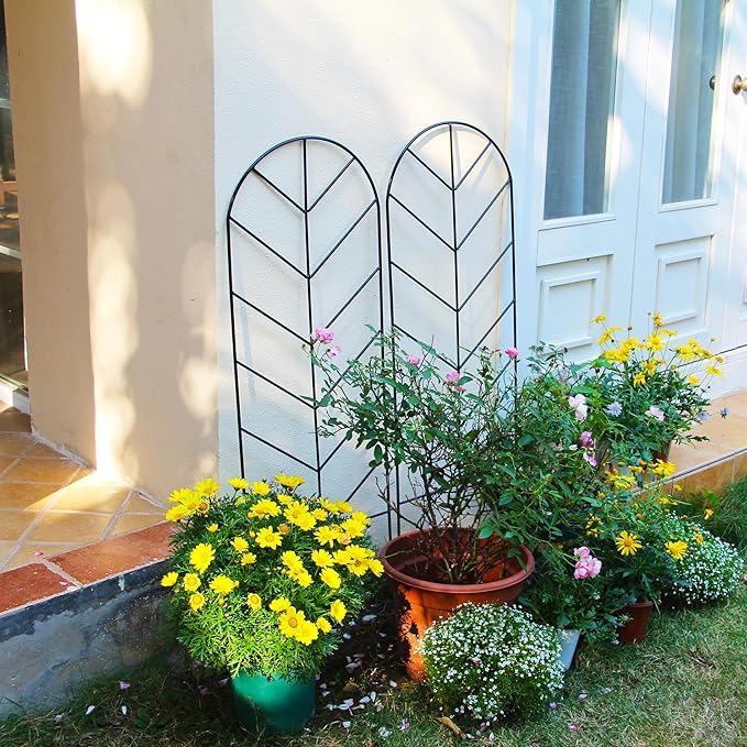 2 Pack Black Metal Trellis for Climbing Plants - 45" H x 15.9" W Garden Trellis for Roses, Vegetables, Flowers, Lawn, Backyard