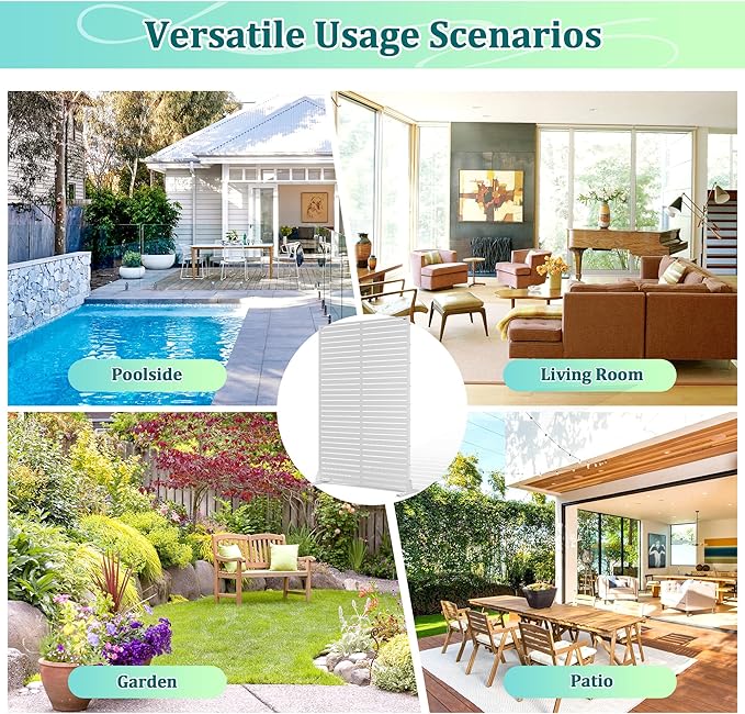Metal Privacy Screen Outdoor Privacy Screen, Freestanding Fence Panel for Outside, 72''HĂ47''W, Decorative Screen Panel for Backyard/Patio/Deck