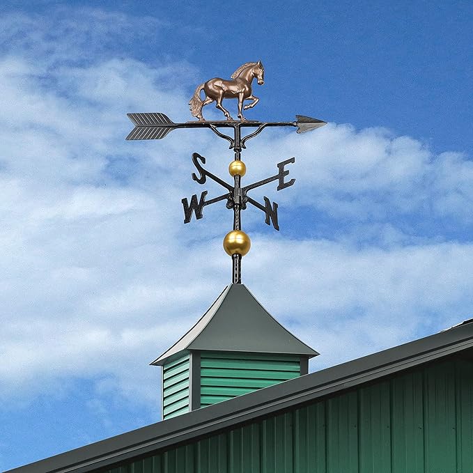 Montague Metal Products - Aluminum Deluxe 3D Horse Weathervane - Wind Vane Roof Metal Decor - Mount Included (4 to Choose from) - Hand Cast Aluminum (Oil Rubbed Black)