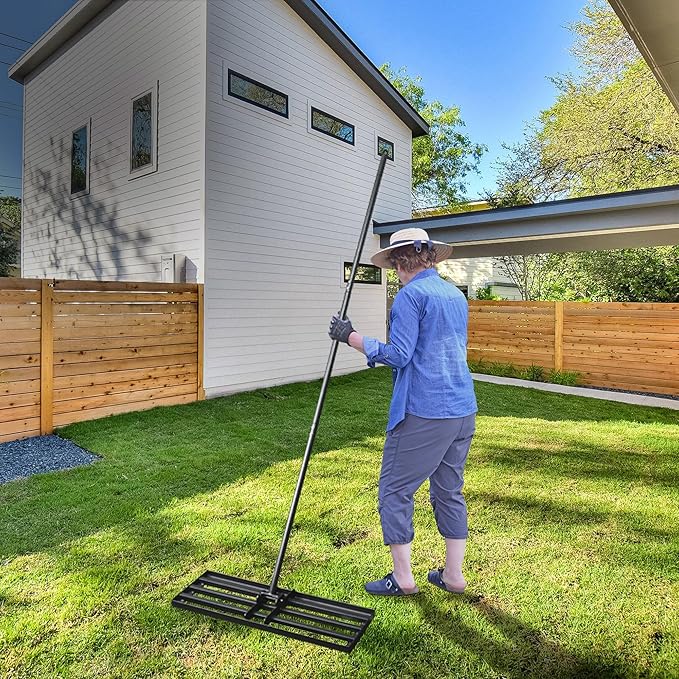 Clearance Lawn Leveling Rake 30 x 10 Inches for Gardening, Garden Rake for Lawn Heavy Duty with 78 Inches Handle, Lawn Leveling Tool for Yard, Backyard, Garden, Golf Couse, Farm, Pasture
