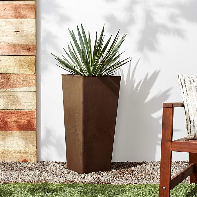 Arcadia Garden Products PSW FS32C Contempo Tall Square Planter, 13 by 13 by 28-Inch, Chocolate