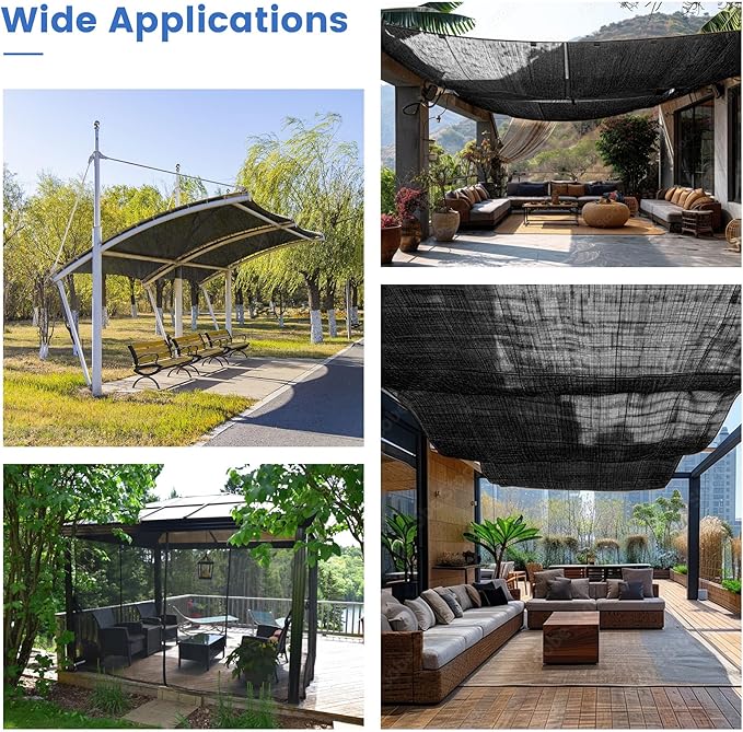 70% Shade Cloth for Garden, Customizing Outdoor Sun Shade Netting with Reinforced Grommets, Pergola Shade Cover Mesh Tarp for Plants Patio Greenhouse Chicken Coop, 13x15 FT, Black