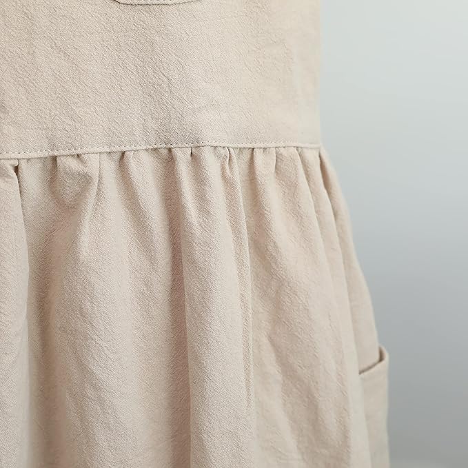 HANEE Cross Back Aprons for Women with Pockets | Japanese Style Cotton Apron | Cute Pinafore Smock for Kitchen etc (6 Colors)