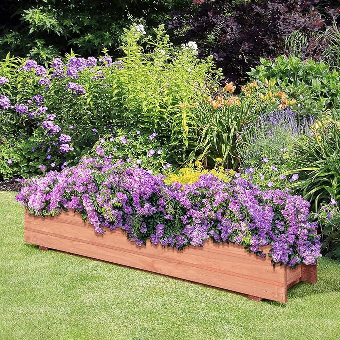 Giantex Raised Garden Bed Flower or Vegetable Planter Window Mounted Plant Box for Garden, Yard Wood Box for Planting (36" LX7 WX6 H)
