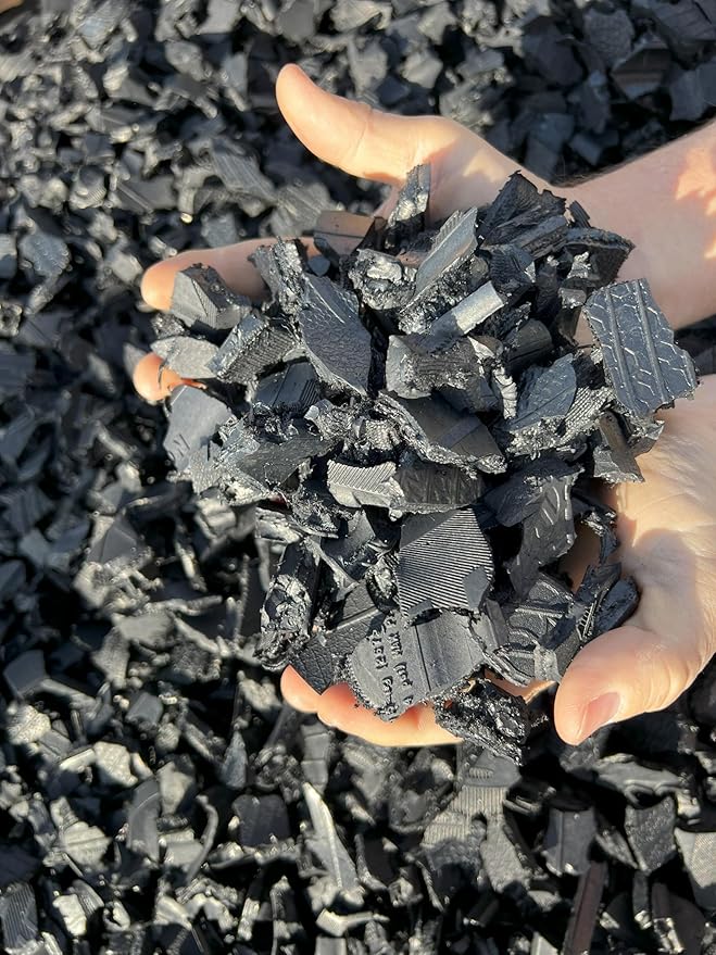 ā 100% Wire-Free Premium Grade Nugget Rubber Mulch for Playgrounds & Landscaping | Safe for Kids & Pets, No Replacement Needed, Ultra Durable | Black, 20 lb (0.8 cu ft)