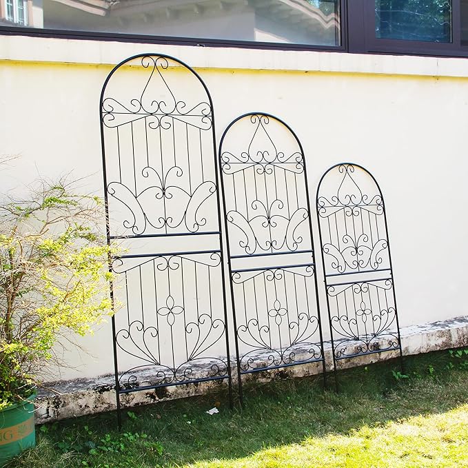 Trellis for Climbing Plants 70.8" H x 24.5" W Metal Iron Outdoor Wall Panel for Vines Flowers Elegant Garden Accent Decorative Structure 1 Pack