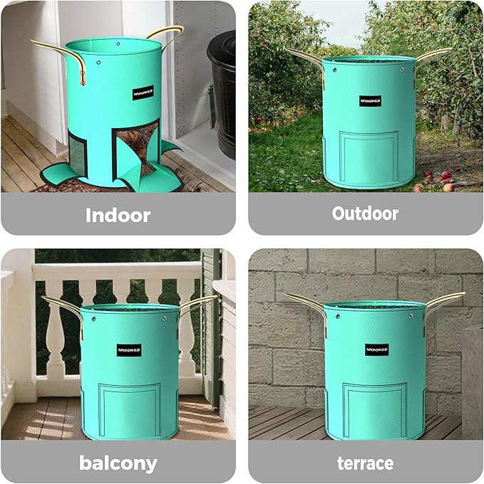 4 Pack 10 Gallon Potato Grow Bags, PE Garden Planter Bag with Breathable Screen Windows and Reinforced Handles for Potatoes, Tomatoes, Carrots and Onions