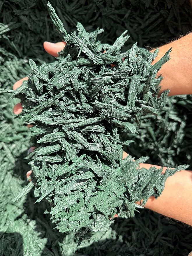 ā 100% Wire-Free Premium Grade Shredded Rubber Mulch for Playgrounds & Landscaping | Safe for Kids & Pets, No Replacement Needed, Ultra Durable | Green, 10 lb (0.6 cu ft)