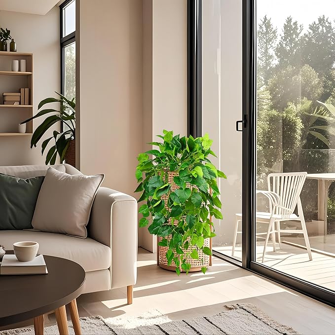 QIANYUN Hanging Plant Artificial Ivy – 40" Fake Potted Plants with Pot, 2PCS Trailing Greenery Vines for Indoor Shelf, Bedroom, Living Room, Bathroom, Office, or Outdoor Porch Decoration