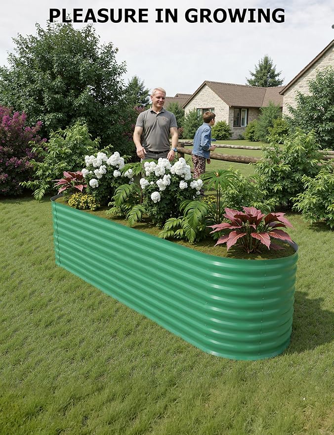 2 Pcs Raised Garden Beds Outdoor 8x4x2 ft - Galvanized Steel Planter Box for Vegetables, Flowers, Rust-Resistant Garden Box, Easy Assembly Raised Beds, Durable Planters for Outdoor Plants, Green
